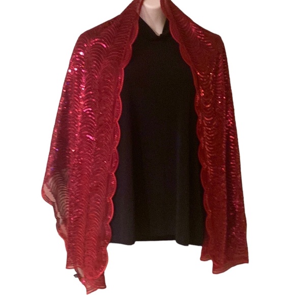 Apt 19 Wine Colored Sequined Scarf - Picture 1 of 6